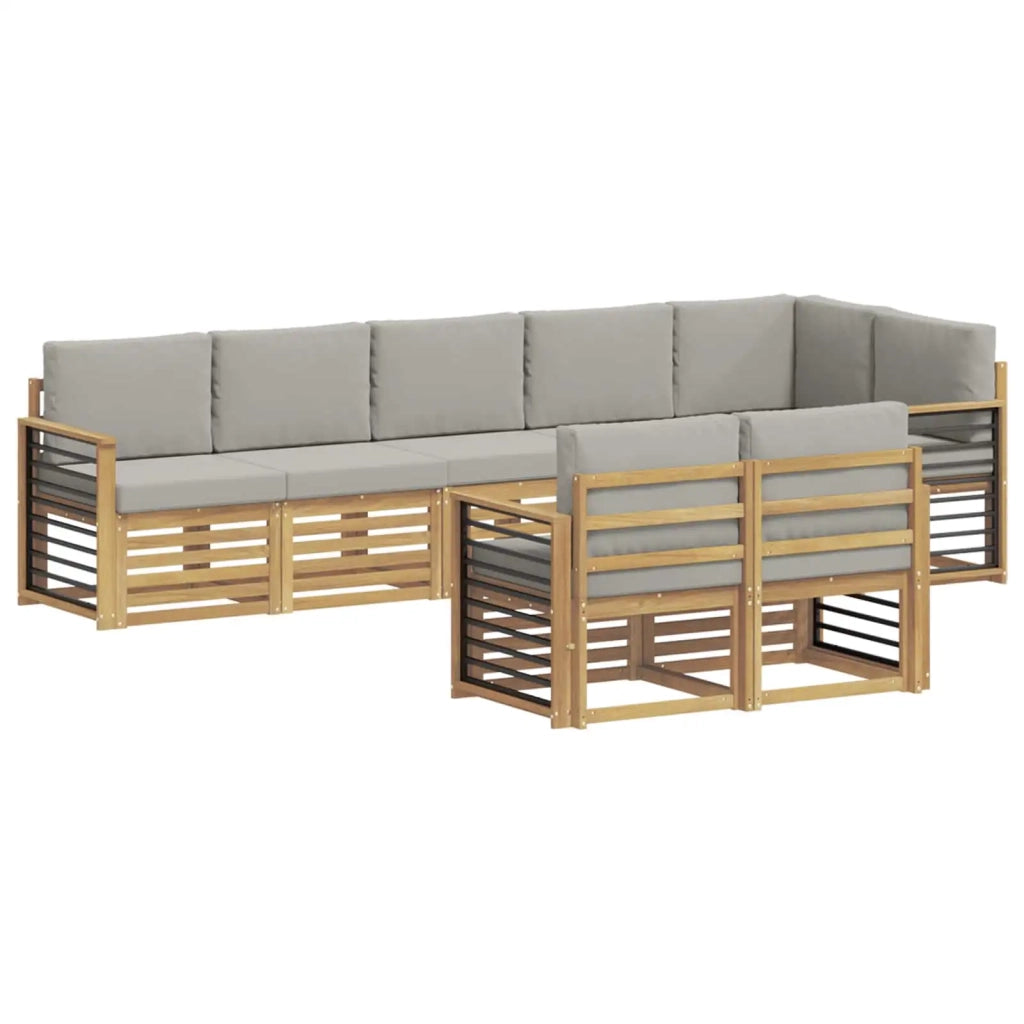 Set di divani da esterno 8 pcs Bianco e Grigio Chiaro 3392046