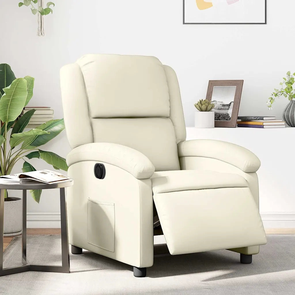 Poltrona | Sedia Relax Reclinabile Elettrica Crema in Similpelle