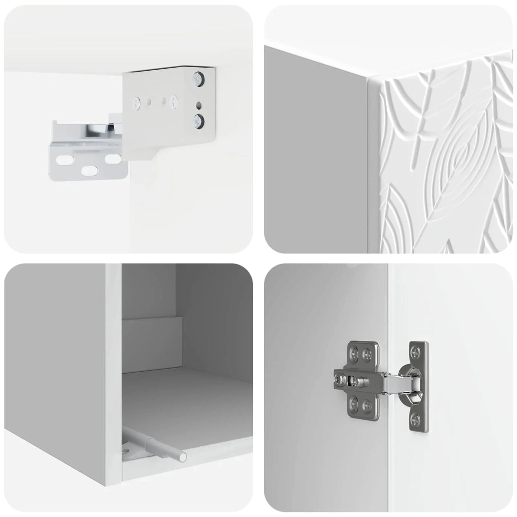 Mobiletto a muro Bianco Lucido 33 x 34,5 x 90 cm 898759