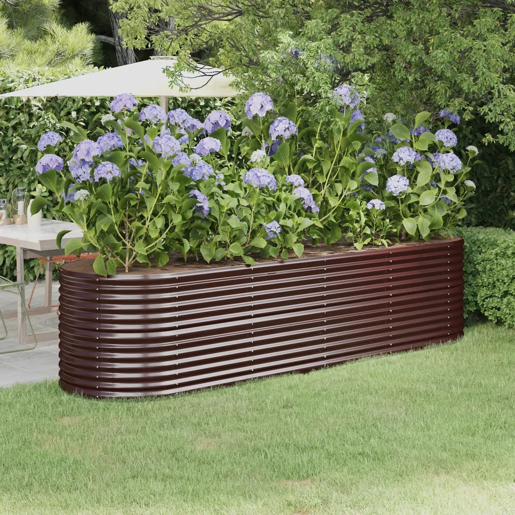 Fioriere | Cassetta per fiori | Letto Giardino Acciaio Zincato 296x80x68cm Marrone