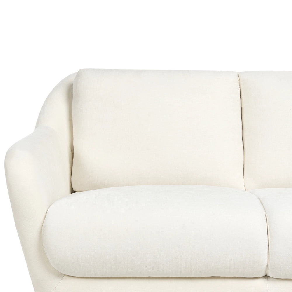 Set di divani a 3 posti tessuto di ciniglia bianco Gambe nere in ferro con braccioli Seduta spessa Stile moderno Soggiorno