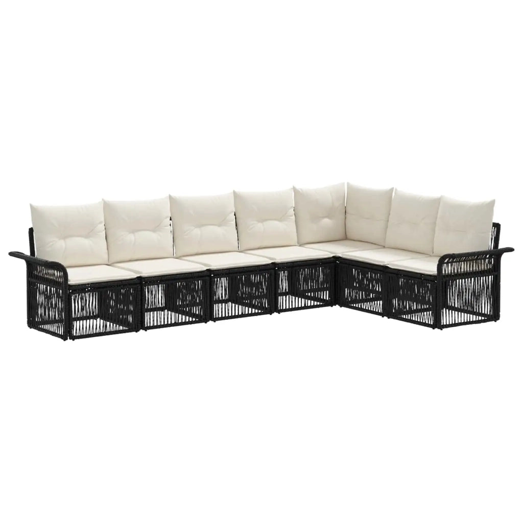 Set Divano da Giardino 7 pz Nero polyrattan 3434839