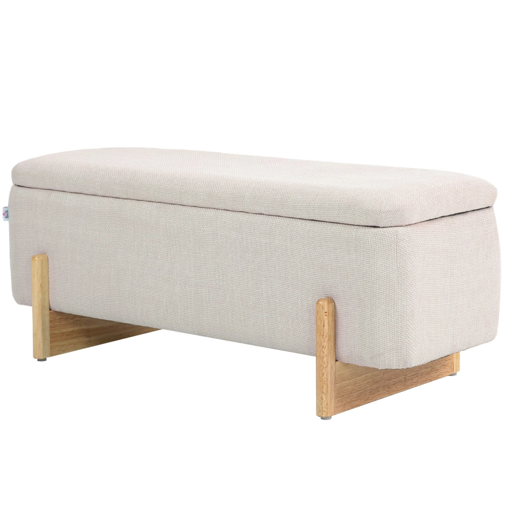 Poltrona pouf con schienale e contenitore ¨C Minimal ¨C crema 111x44x44.5cm