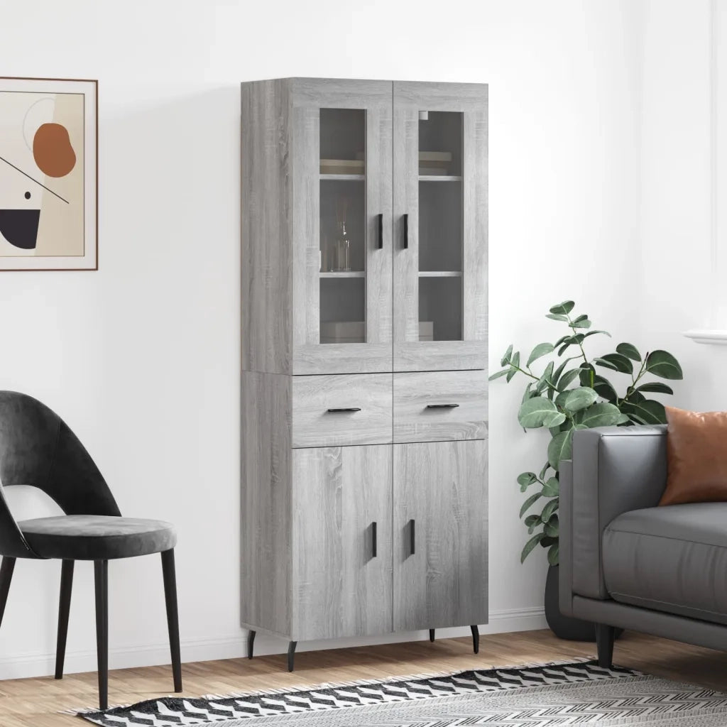 Credenza | Madia | Buffet da pranzo | Armadio da pranzo Grigio Sonoma 69,5x34x180 cm in Legno Multistrato