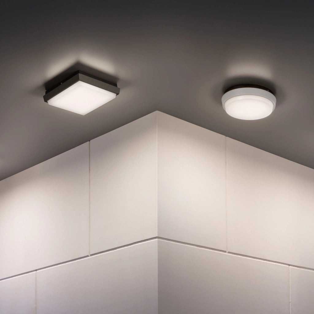 Alu Lampada da Parete e Soffitto in Alluminio Presso-fuso Grigio Scuro 10W LED IP54 3000K 1249 Lumen, Design Moderno Quadrato 17.5x17.5x4.5 cm