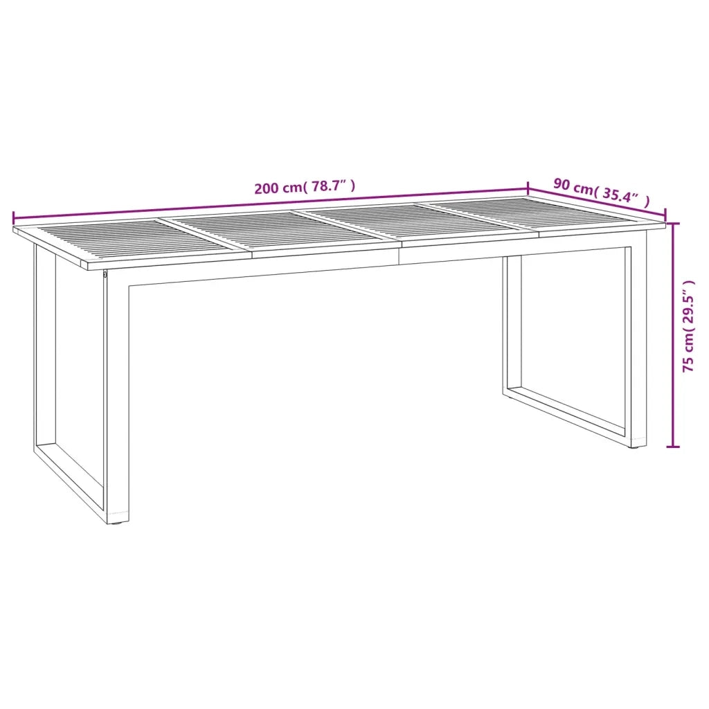 Set Pranzo da Giardino 9 pz Legno Massello di Acacia e Metallo 3155405
