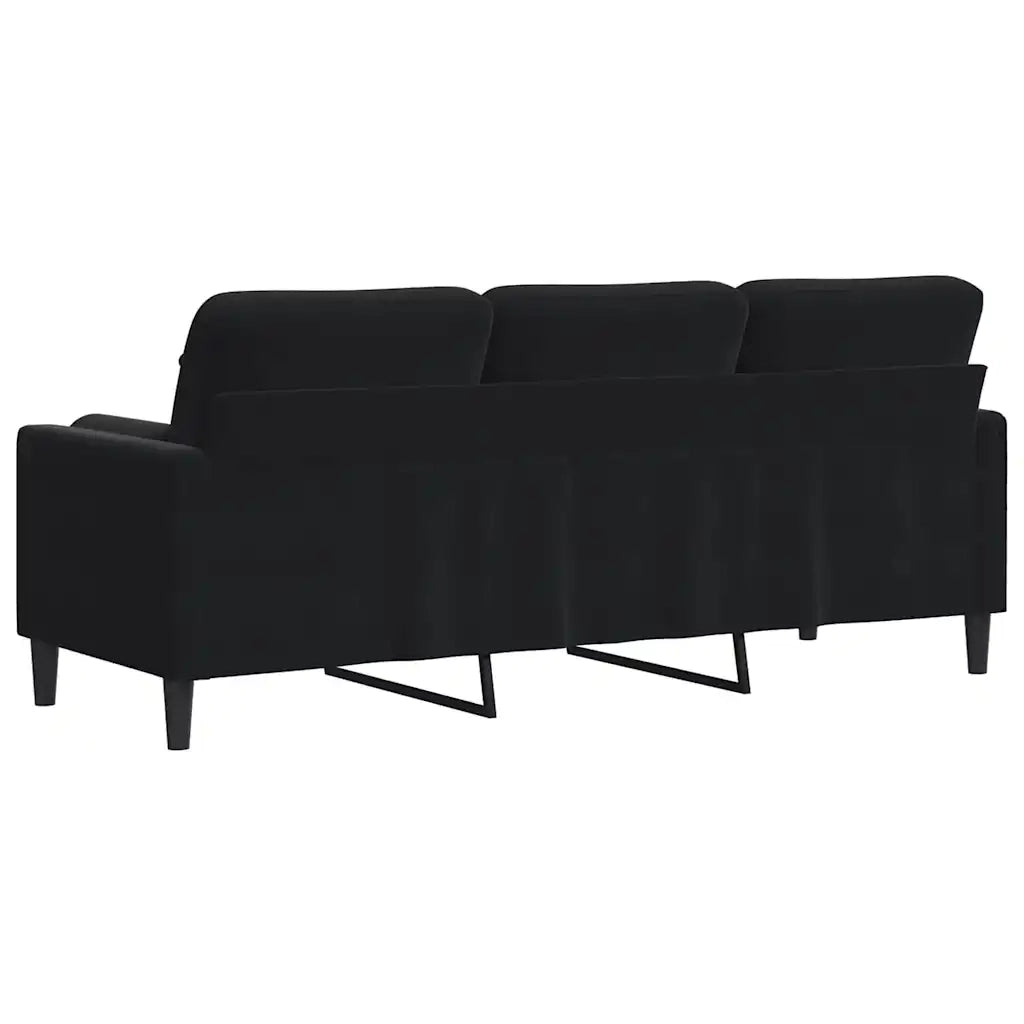 Divano a 3 Posti con Cuscini-Sofa 3 Posti con Cuscini Nero 180 cm in Velluto 147019