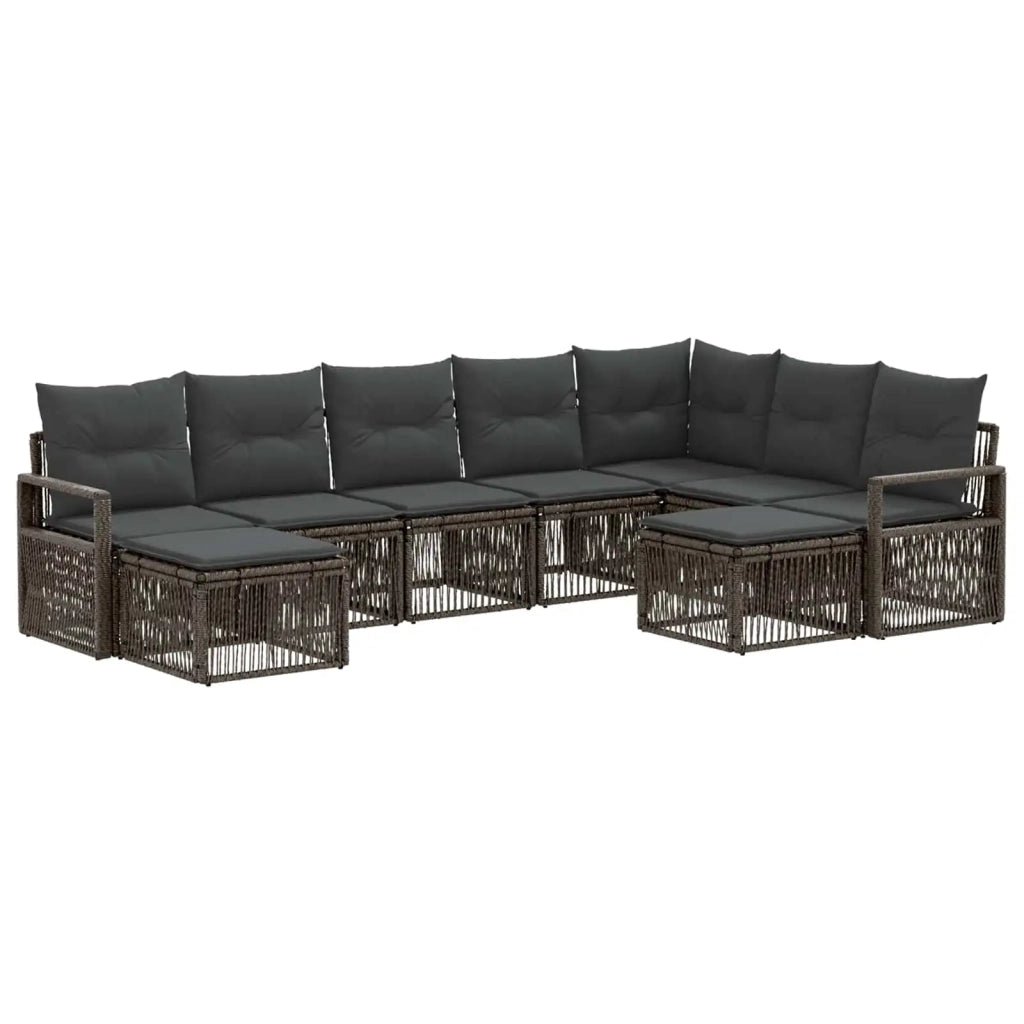 Set Divano da Giardino 9 pz Grigio polyrattan 3435899