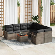 Set Divano da Giardino con cuscino 9 pcs Grigio polyrattan 3347307