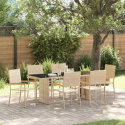 Set da Pranzo per Giardino 7 pcs Beige polyrattan