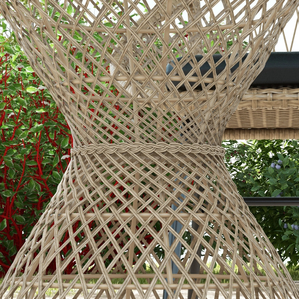 Tavolino da salotto ¨C zephmum ¨C vetro, rattan, 45x45x52, natura