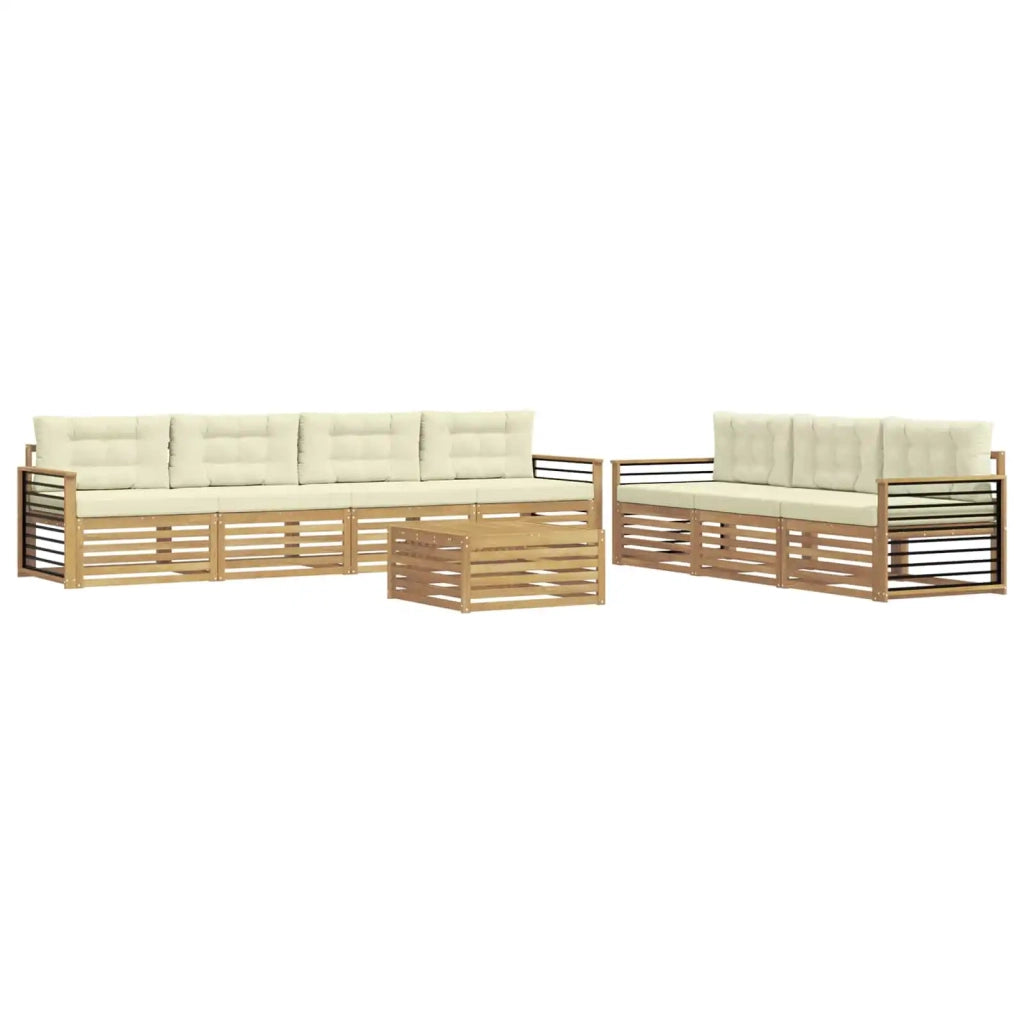 Set di divani da esterno 8 pz Bianco e Crema Poliestere 3390175