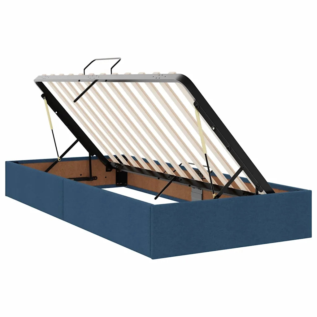 Letto con contenitore e LED con led Blu 100 x 200 cm Tessuto