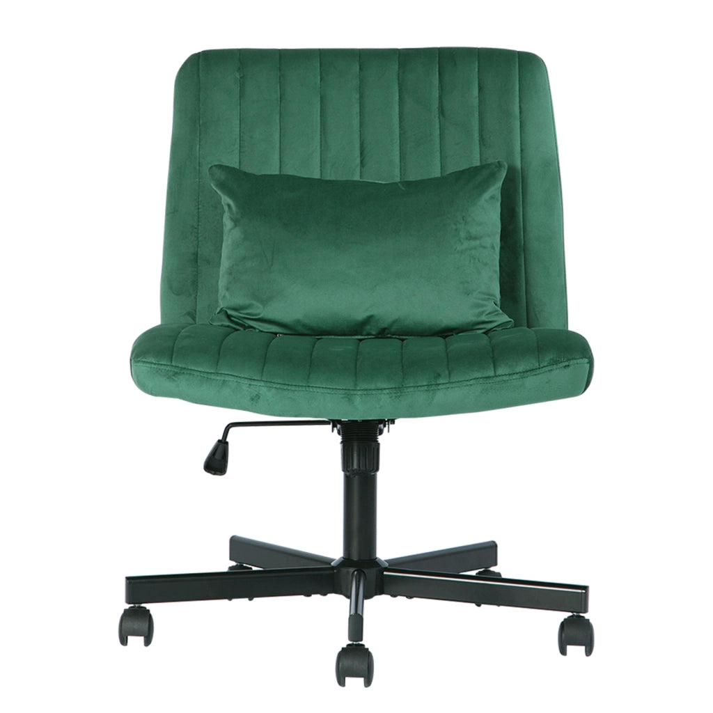 Sedia da ufficio ergonomica regolabile in altezza con rotazione 360° e schienale reclinabile in tessuto - verde