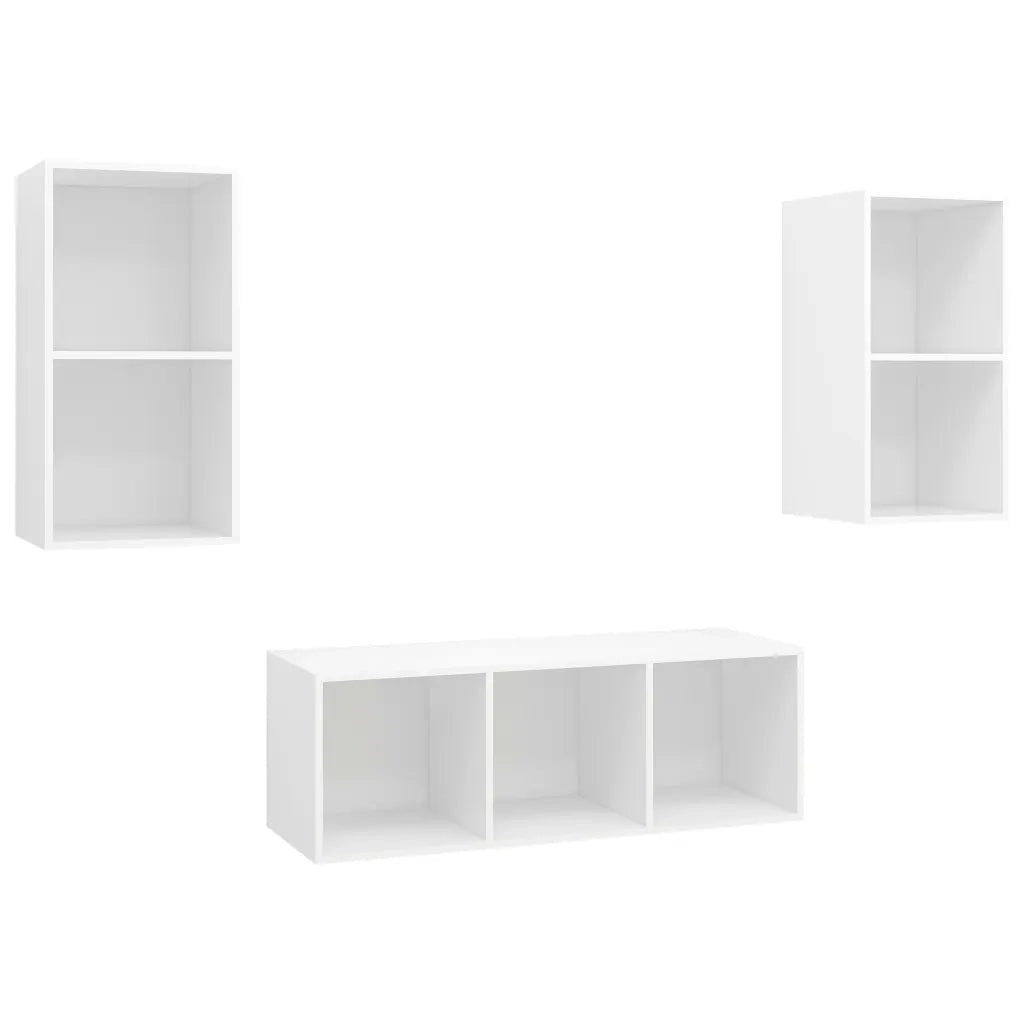 Set Mobile TV 3 pz | Armadietto TV | Mobile Porta TV Bianco in Truciolato