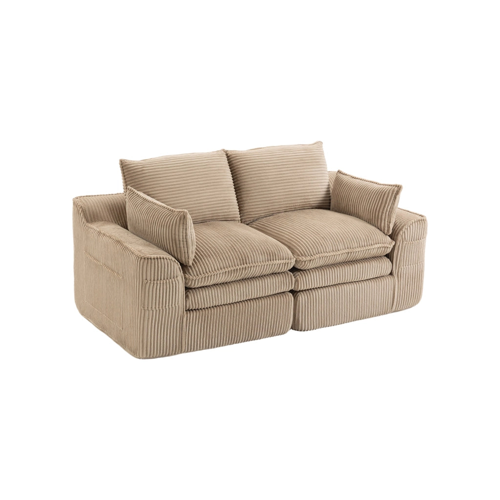 Divano 2 Posti Modulare in Tessuto con Cuscini ¨C MINIMAL ¨C Khaki