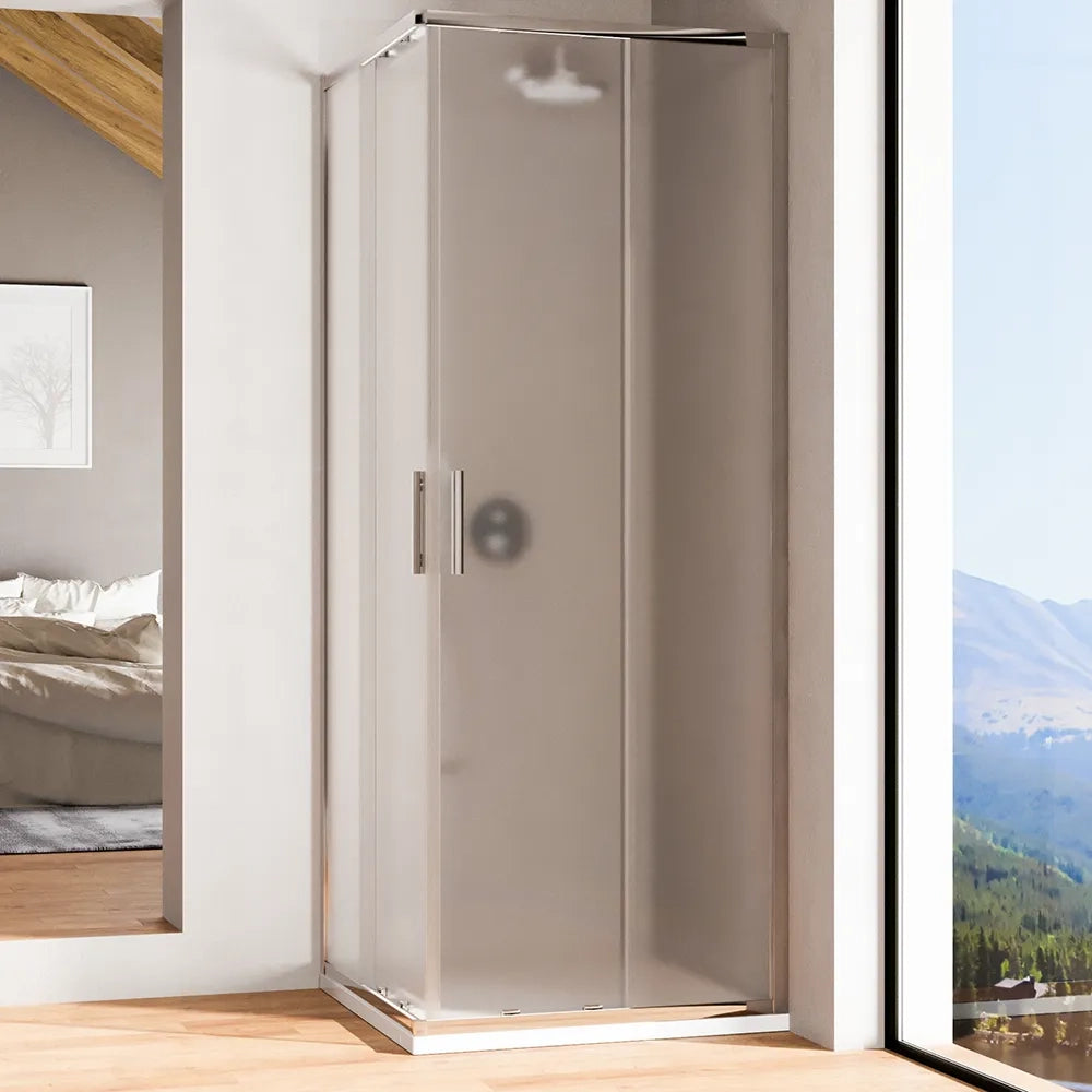 Box doccia angolare 80x80cm con profili cromati slim vetro 6mm opaco h190 | Portofino