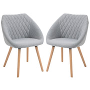 Set 2 Sedie da Pranzo Design Scandinavo ¨C Xylo ¨C Gambe Legno Faggio, Seduta Schienale Braccioli Lino Grigio