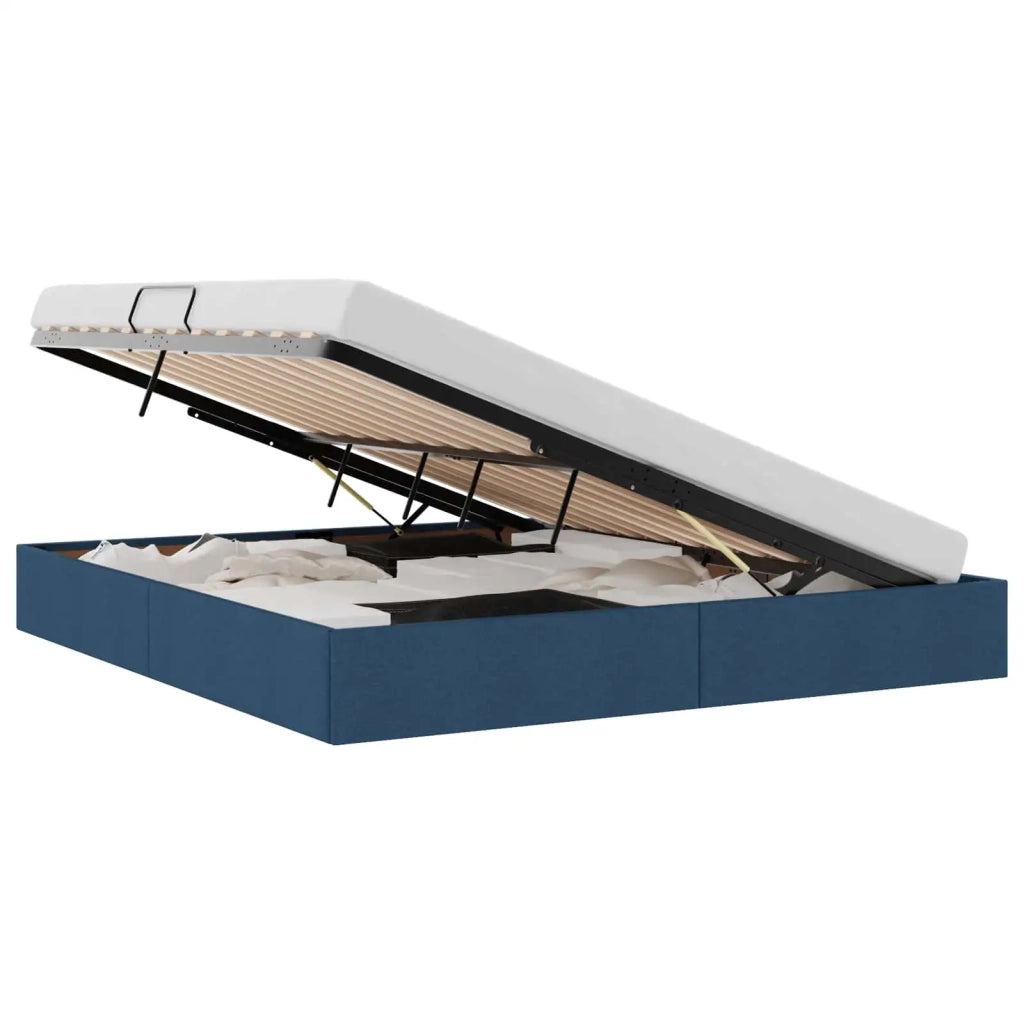 Letto ottomano con archiviazione Blu 160 x 200 cm Tessuto 3442837