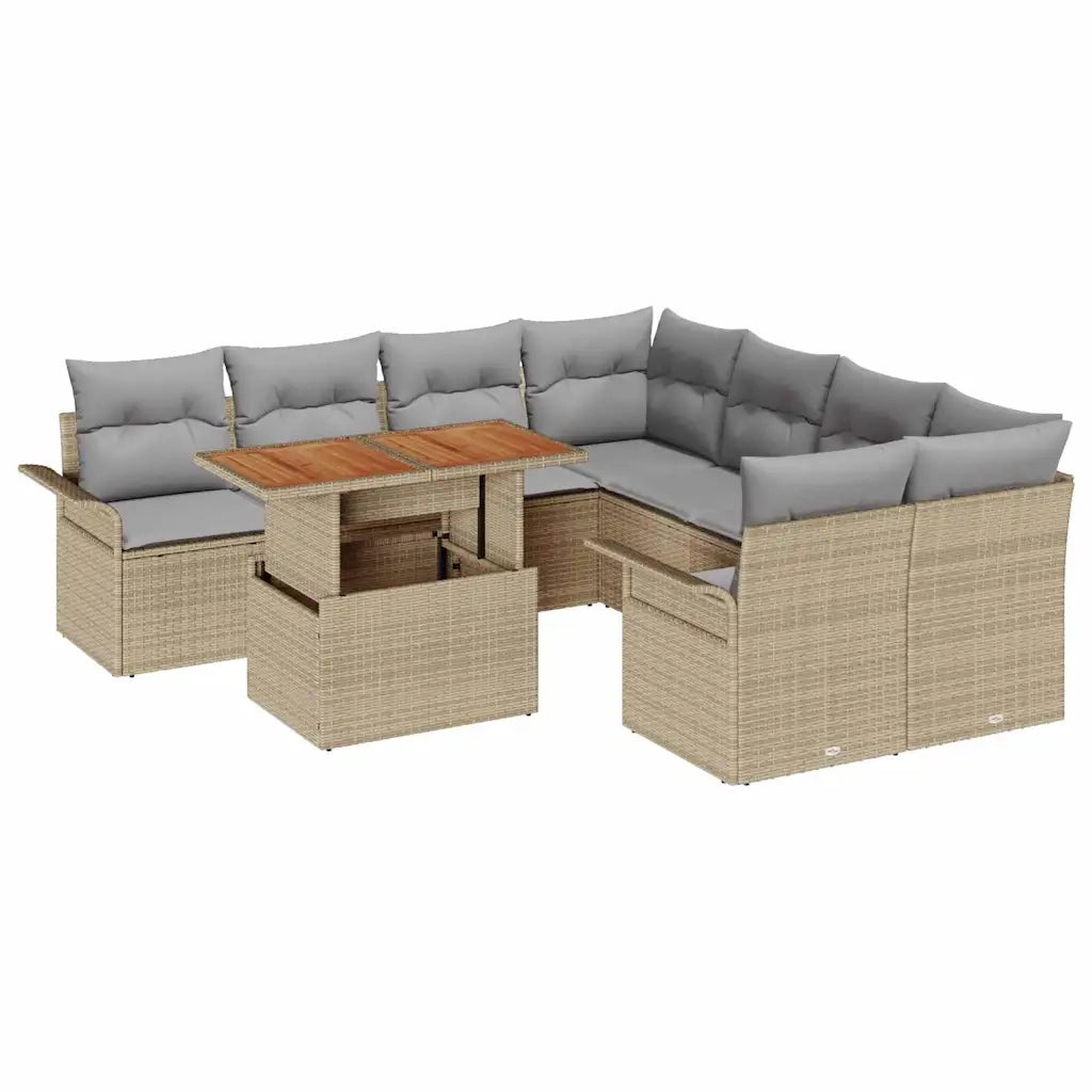 Set Divano da Giardino con cuscino beige e grigio chiaro 3349314