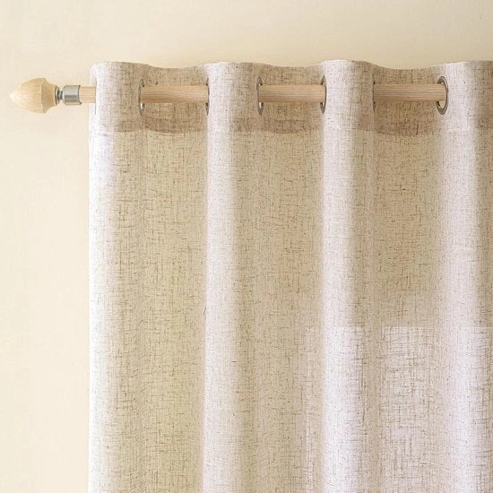 Gordini di lino con occhielli e voile, semi-trasparenti e moderni, decorativi per soggiorno, camera da bambini, cucina - set da 2, 140 x 145 cm (bianco)