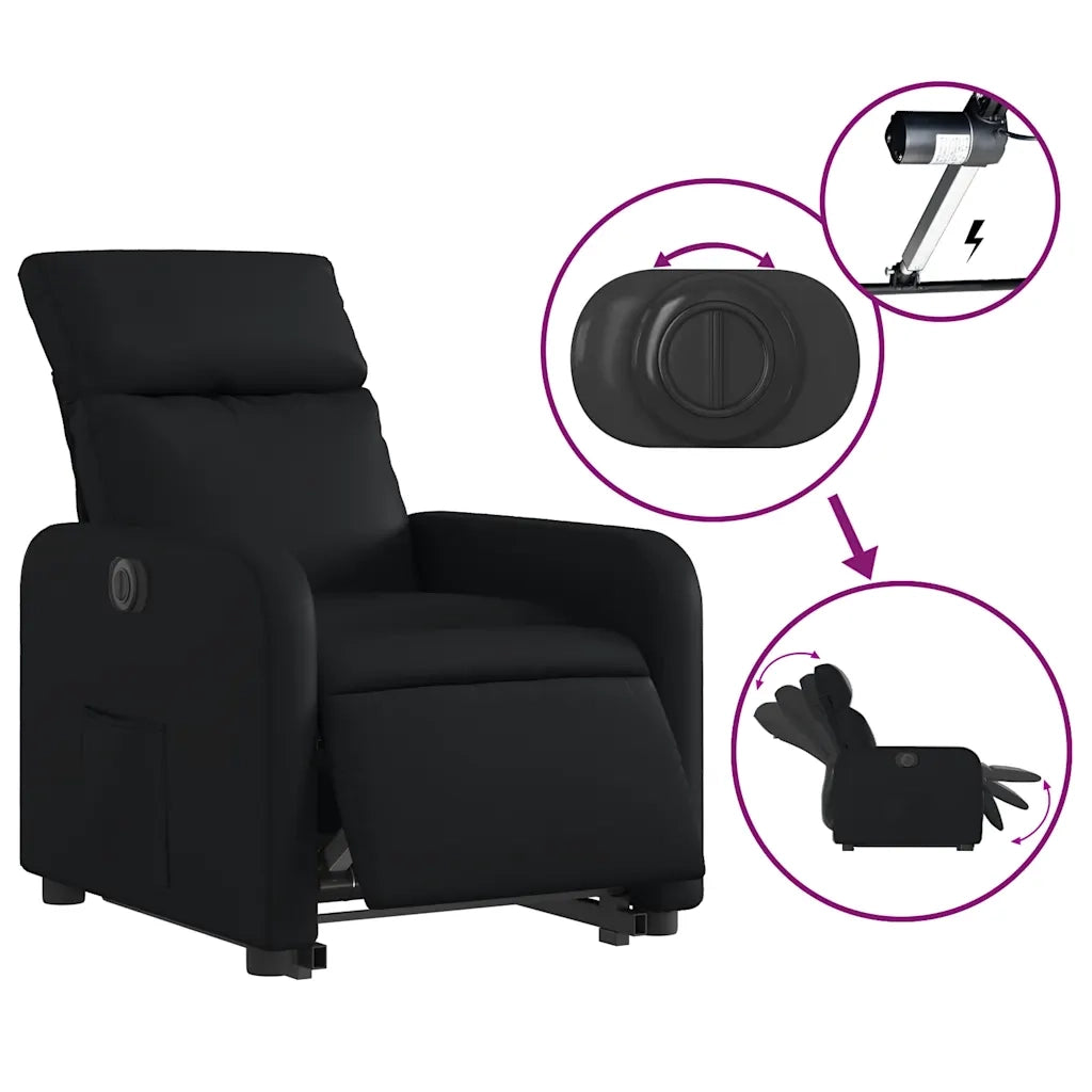 Poltrona | Sedia Relax Alzapersona Reclinabile Elettrica Nera in Similpelle