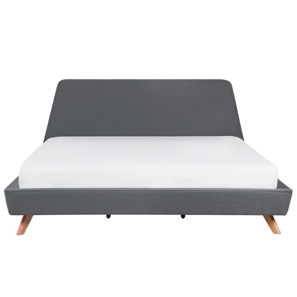 Letto rivestimento in tessuto grigio Gambe in legno chiaro 180 x 200 cm Retro