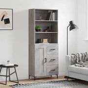 Credenza Grigio Sonoma 69,5x34x180 cm in Legno Multistrato 3190027