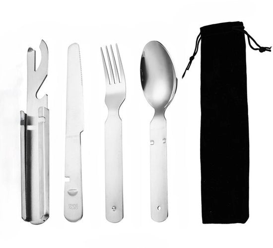 Set di cucina in acciaio inossidabile classico per 4 pezzi per campeggio Set di cucina per esterno