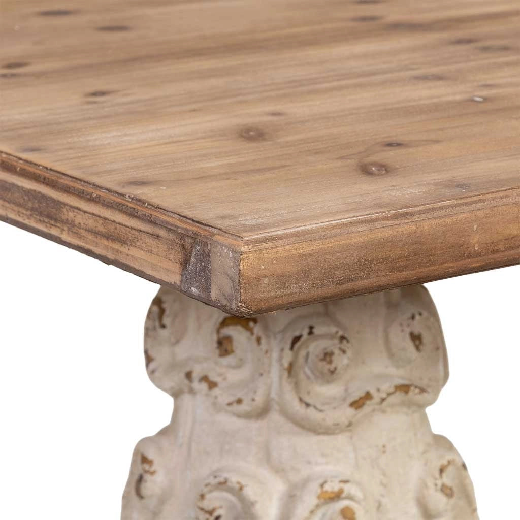 Tavolino da caffè in legno e magnesio marrone e bianco 180x95x78h cm