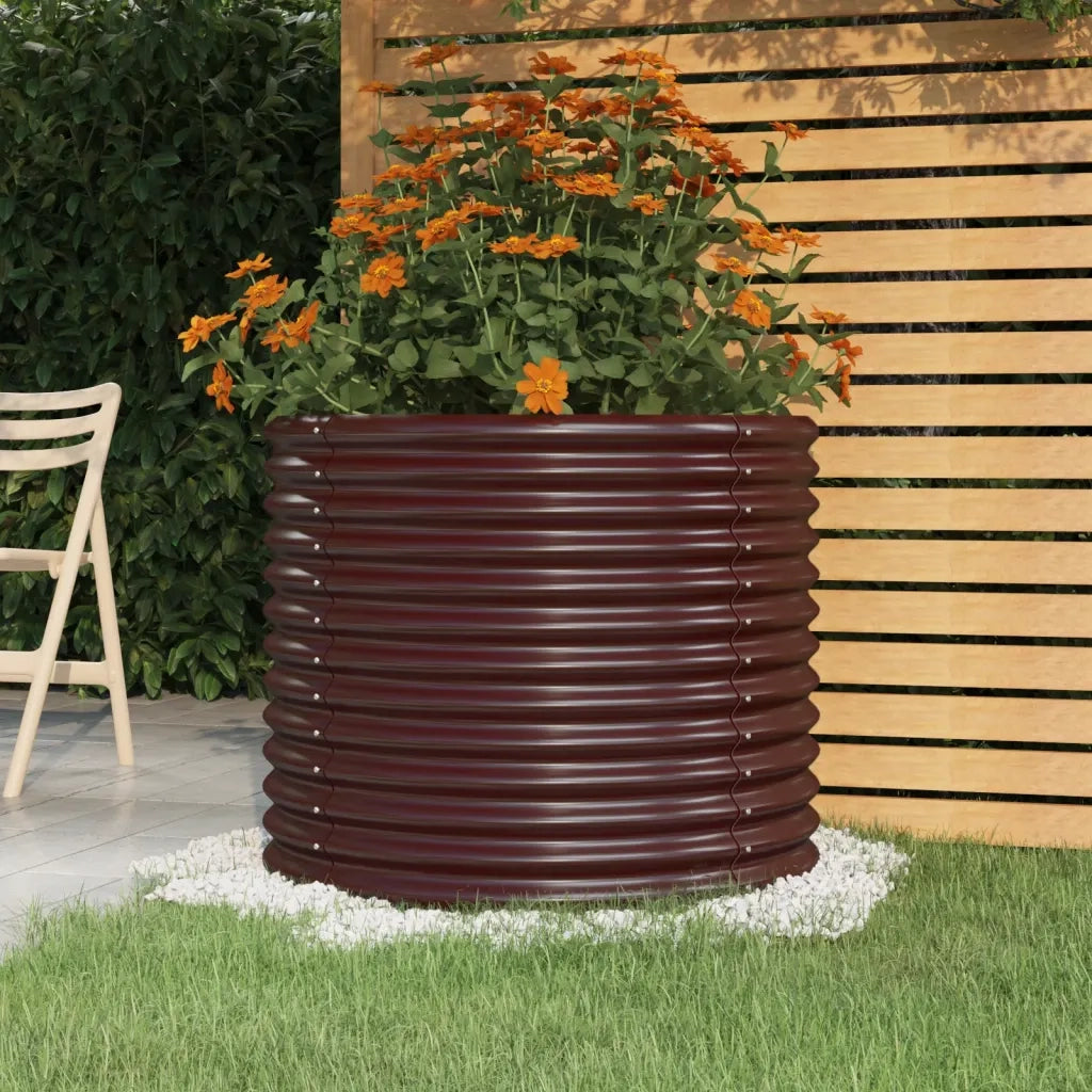 Fioriere | Cassetta per fiori | Vaso Giardino Acciaio Zincato 80x80x68 cm Marrone