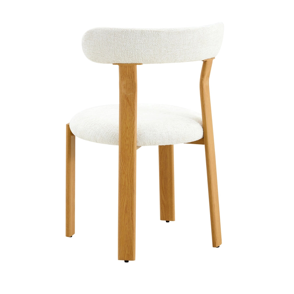 Set di 2 sedie, rivestite in tessuto boucl¨¦ traspirante bianco, schienale ergonomico, gambe robuste con piedini antiscivolo, altezza circa 79 cm, solo