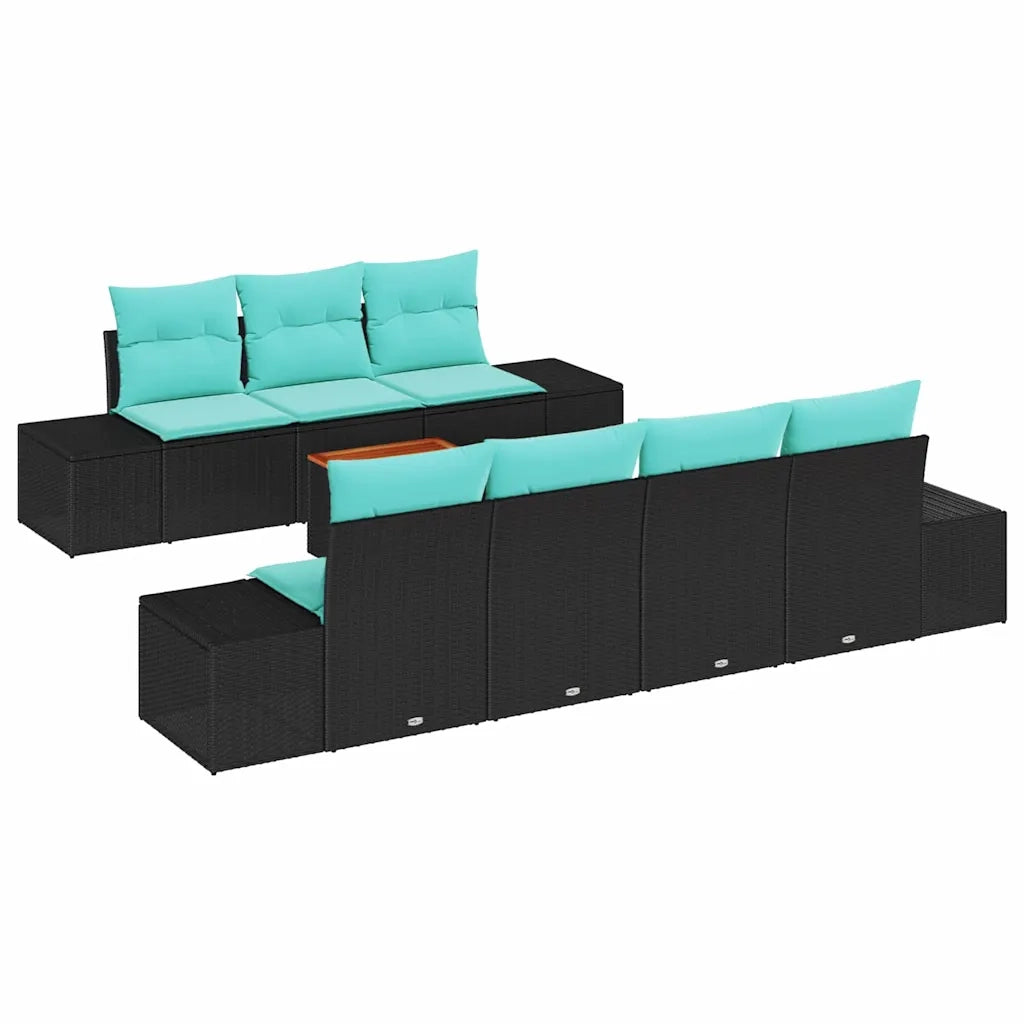 Set Divano da Giardino 8 pz Nero polyrattan 3347921