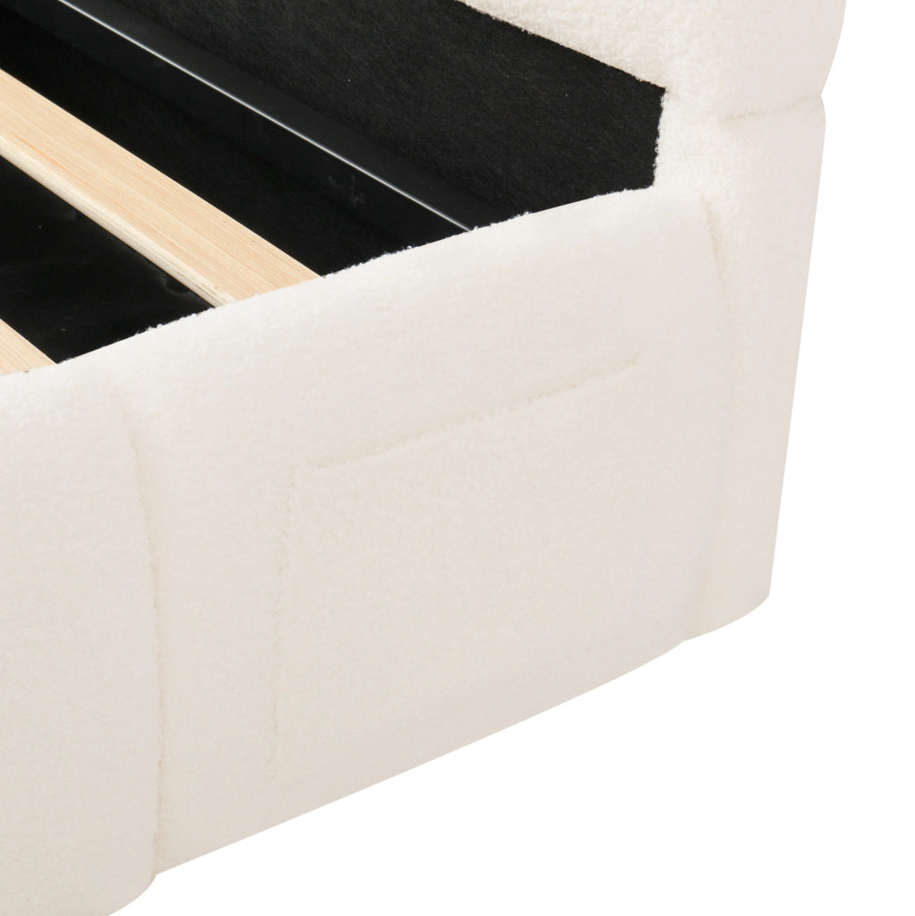 Letto singolo imbottito con contenitore, rete inclusa e porta USB