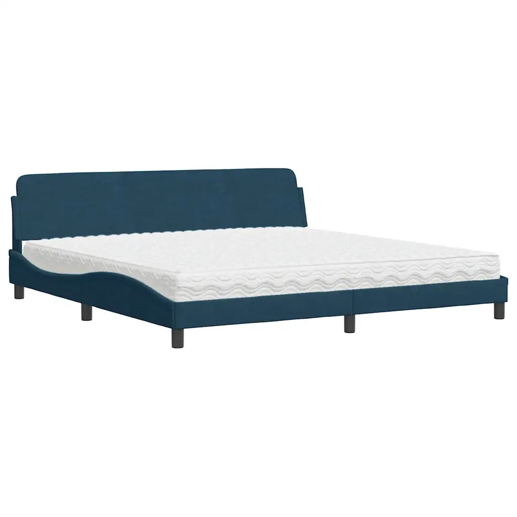 Letto con Materasso Dover Blu 200x200 cm Velluto 3208475