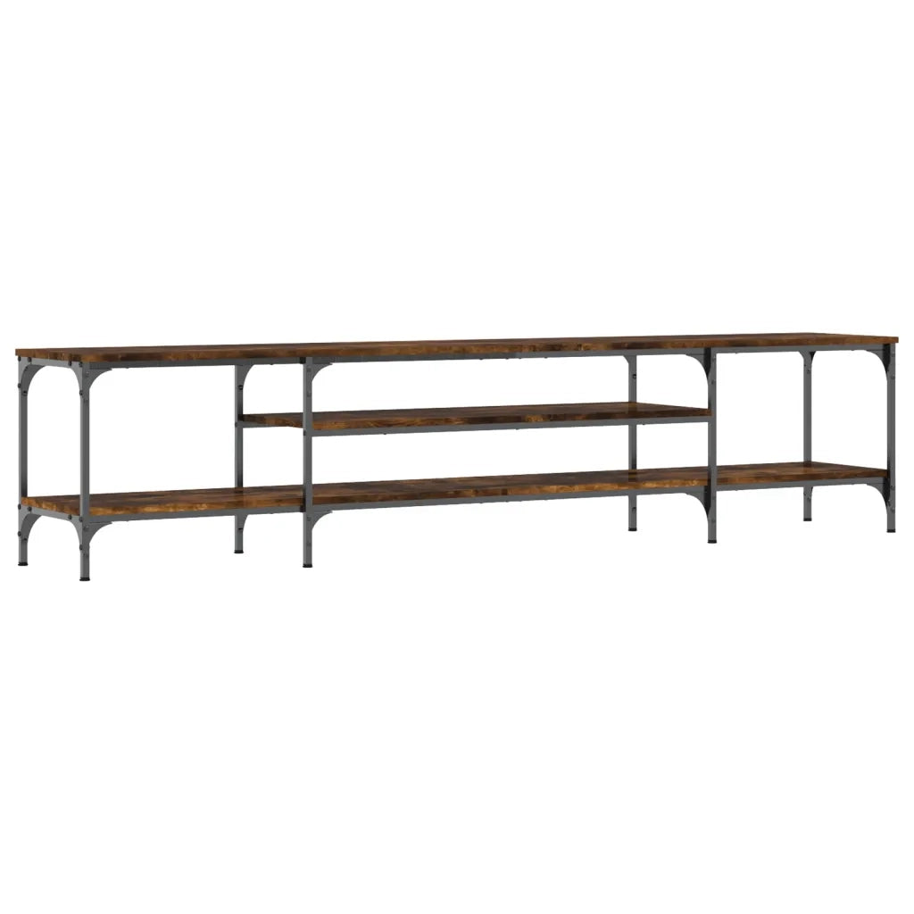 Mobile TV-Credenza per TV-Console TV Rovere Fumo 201x35x45 cm in Legno Multistrato e Ferro