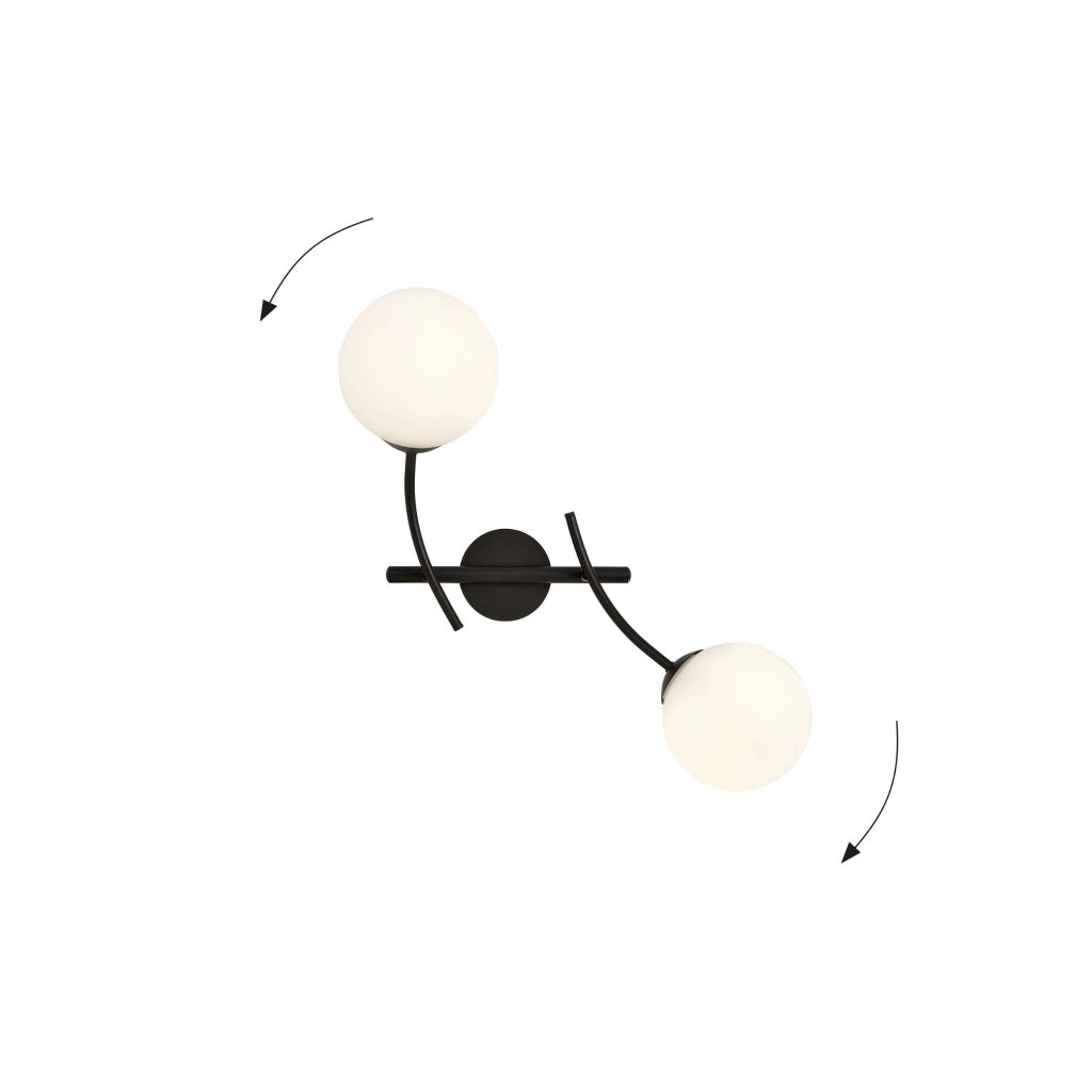 Applique Emibig Hunter nero/opalino 2xE14 dimmerabile