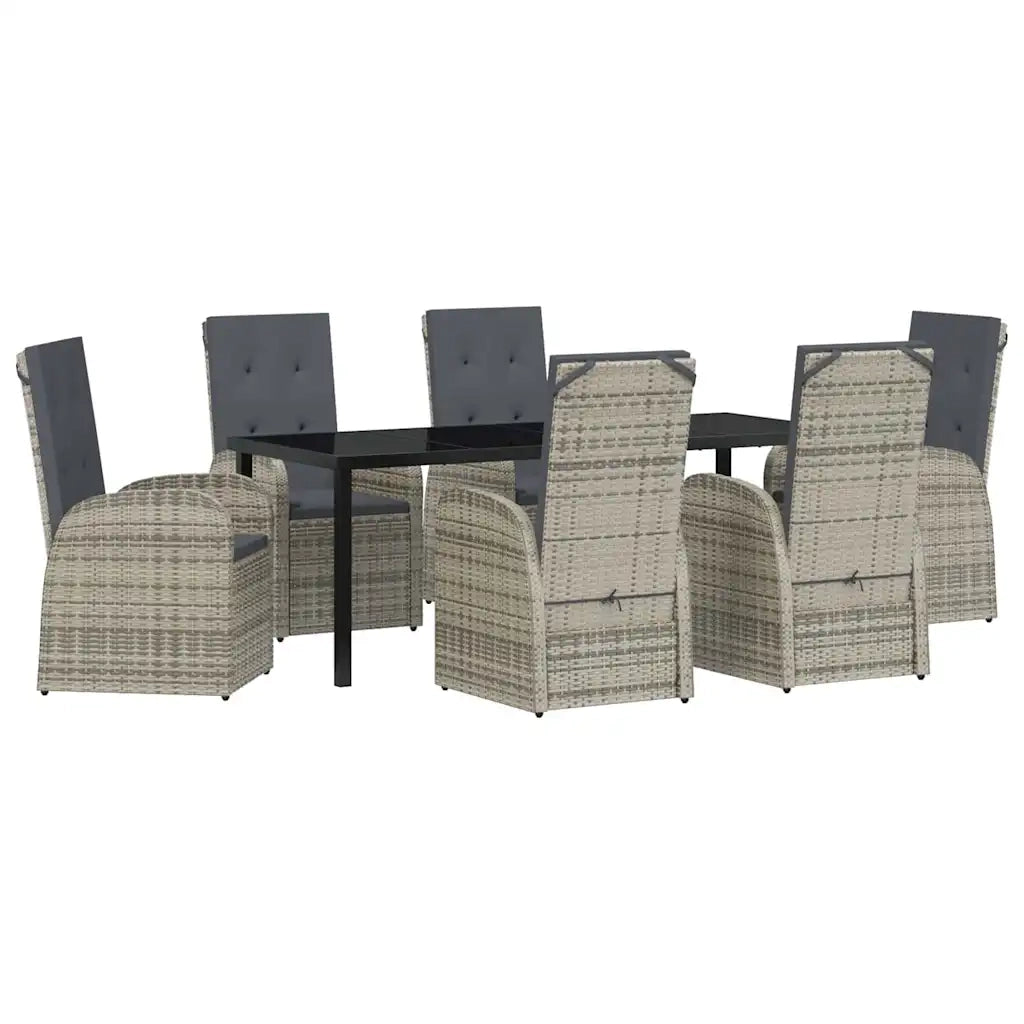 Set da Pranzo per Giardino con cuscino 7 pcs Grigio polyrattan 3379483