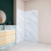 H.210 cm Pannello Doccia ad Angolo 100x100 cm Realizzato in Alluminio da 3 mm con Profili Finitura Bianco Alba per Rivestimento Parete Bagno