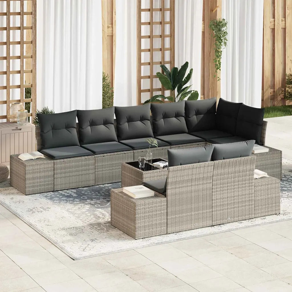 Set Divano da Giardino 9 pcs Grigio chiaro polyrattan 3347122