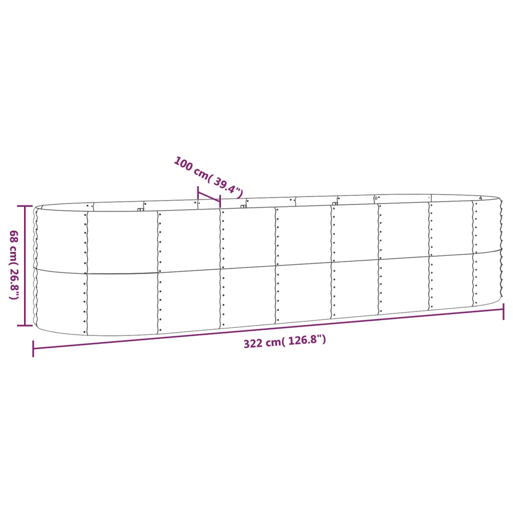 Letto Giardino Acciaio Zincato 322x100x68 cm Marone 319070