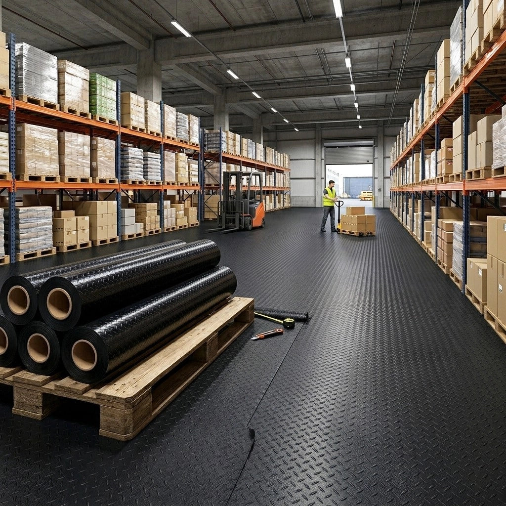 Rotolo Passatoia Copri Pavimento Gomma Pvc Ruvida Antiscivolo Tappeto Lamiera Isolante Nera 100x300 cm