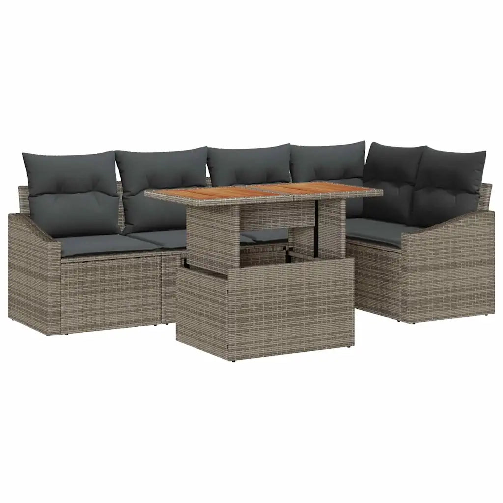 Set Divano da Giardino 6 pcs Grigio Poly Rattan 3358575