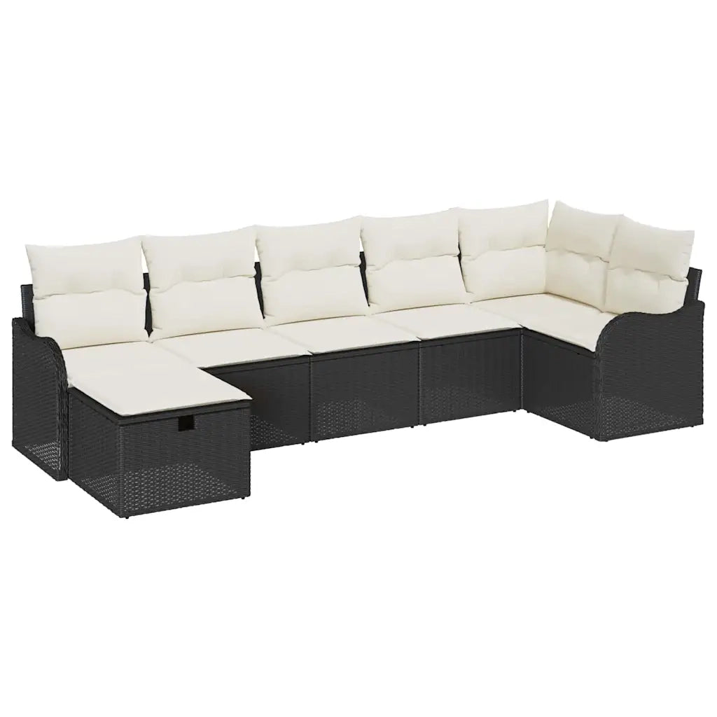 Set di divani con cuscino Nero e Crema polyrattan 3358996