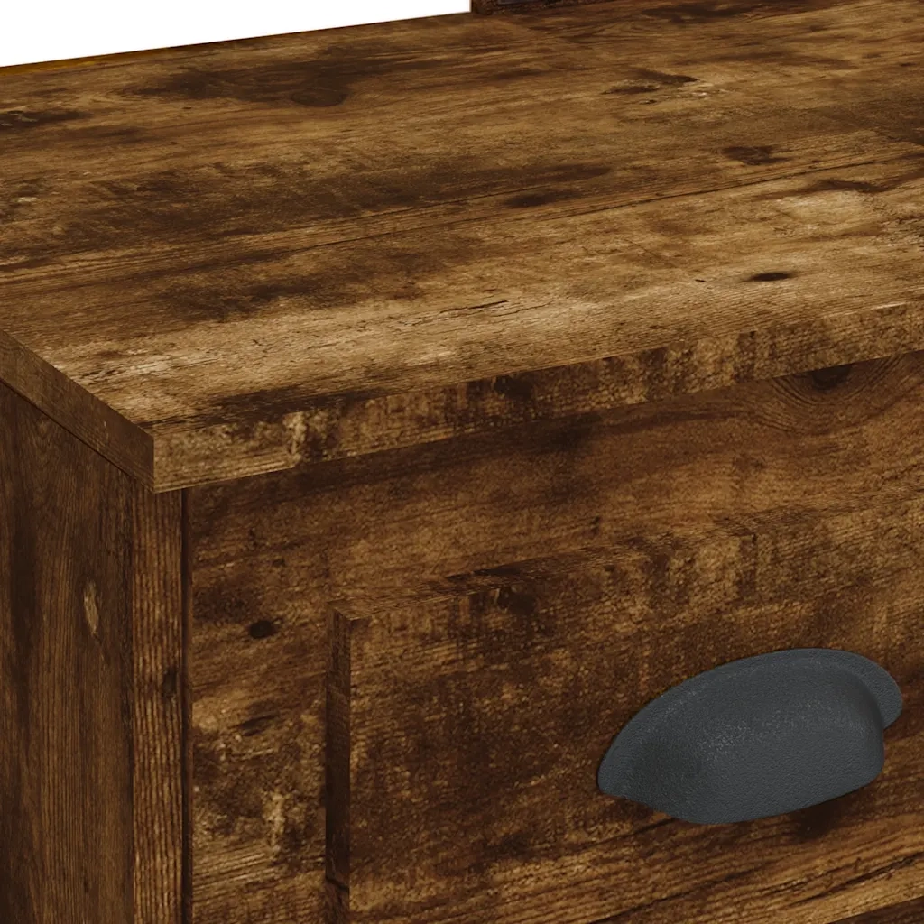 Toeletta | Tavolo da Trucco con Luci LED Rovere Fumo 90x42x132,5 cm