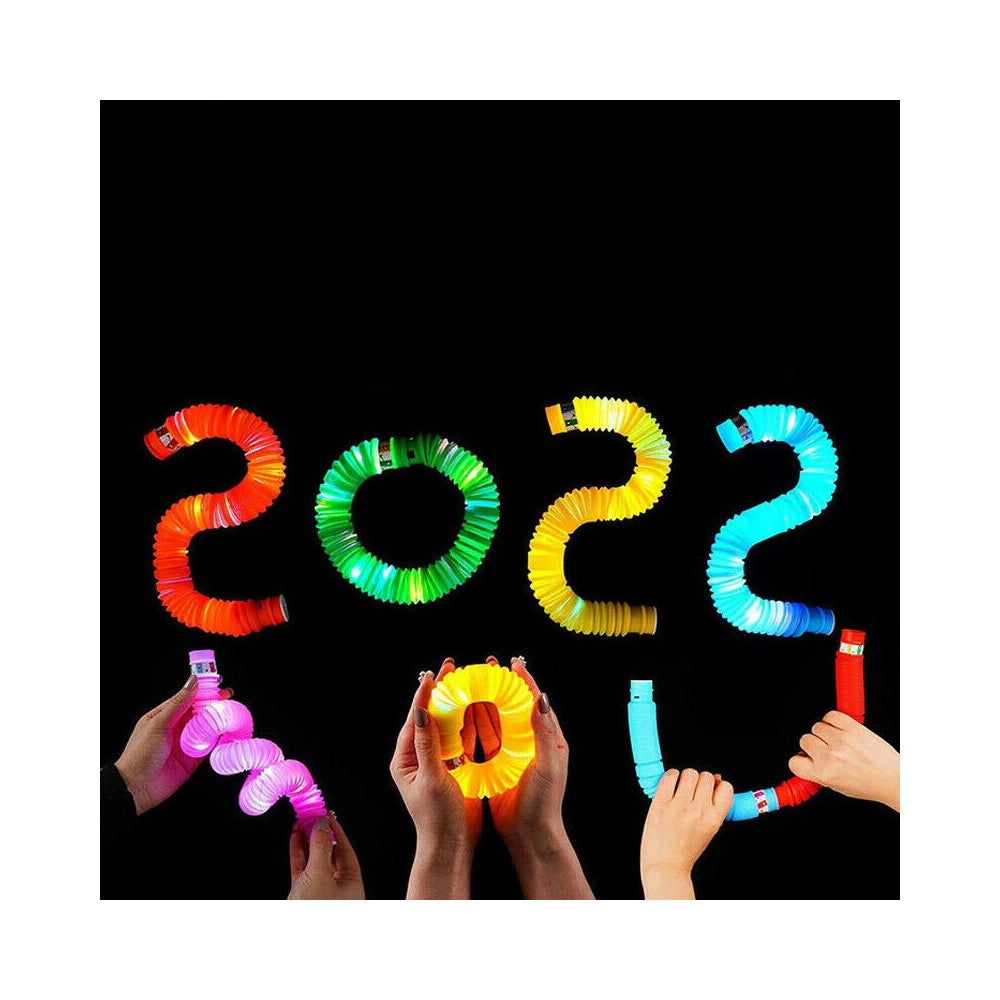 Trade Shop - Tubo Luminoso A Led Pop Antistress Giocattolo Sensoriale Per Bambini Stretch -      -4 Pezzi -