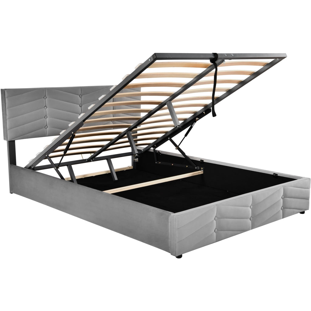 letto imbottito velluto grigio 140 x 190 cm