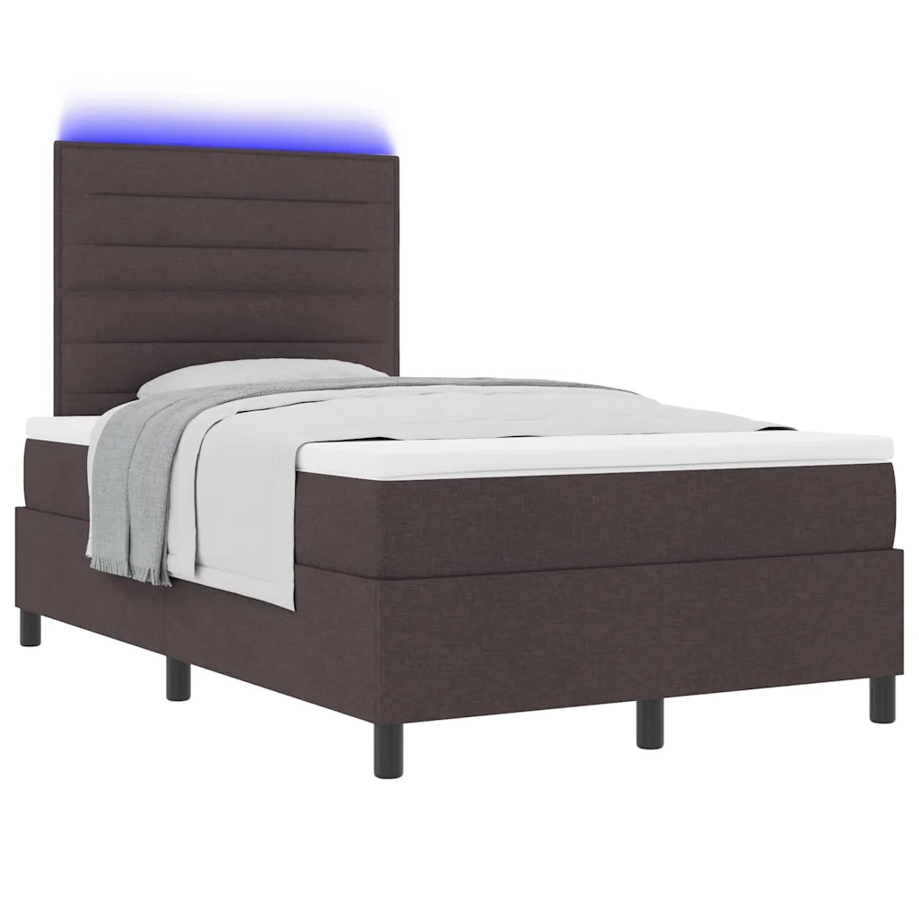 Letto a molle con materasso Marrone scuro 120 x 190 cm Tessuto