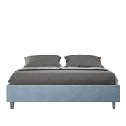 BS COM Letto queen size con rete imbottito 150x190 microfibra azzurro