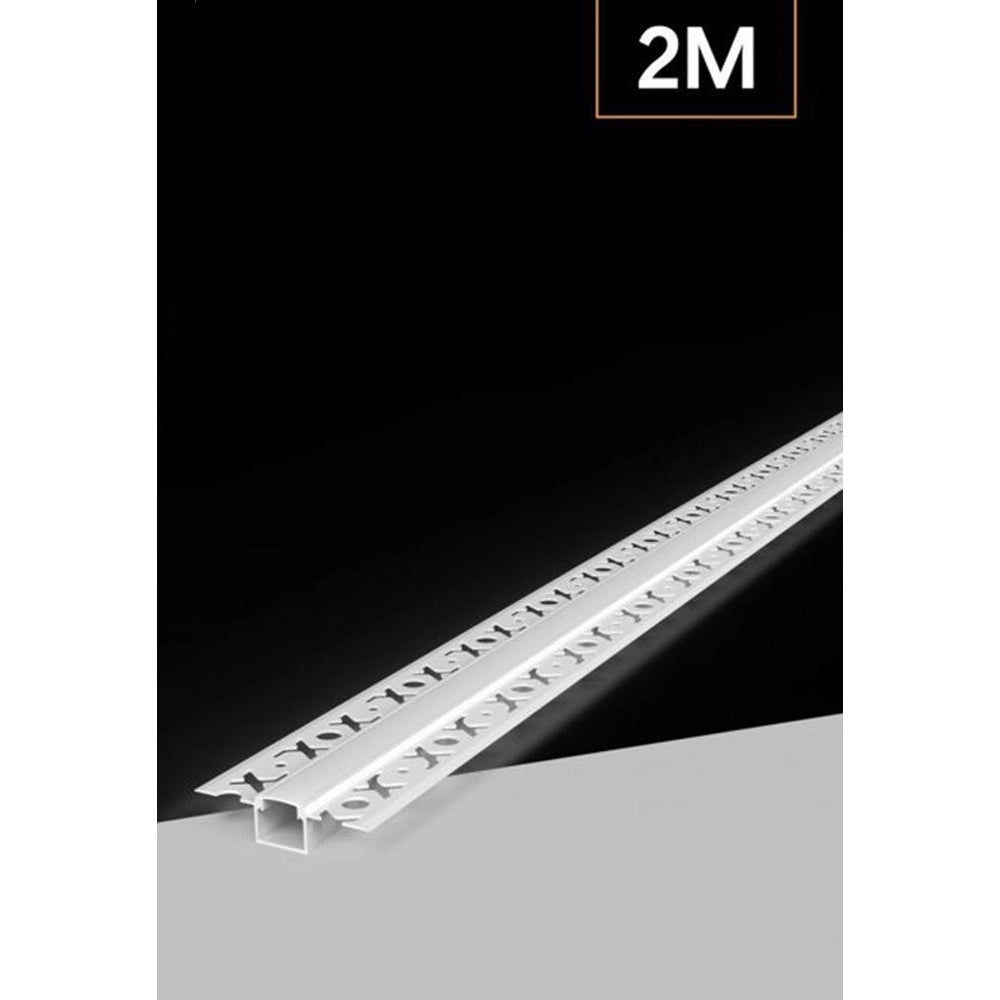 Trade Shop - 5pz Profilo In Alluminio Da Incasso Per Cartongesso Con Copertura Bianca Opaca 2mt Al-31-s -